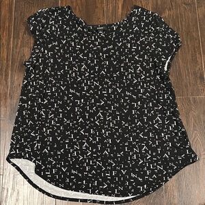 Alfani Black and White Logo Print Cap-Sleeve Top